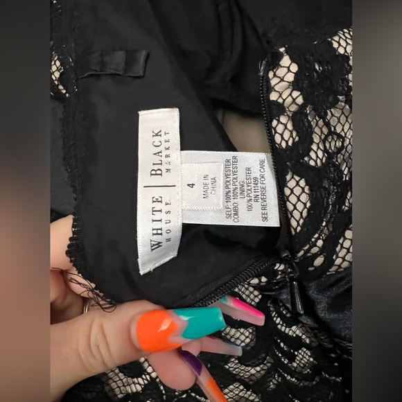 White House Black Market Ivory and Black Lace cocktail dress in Size 4 - Picture 5 of 5